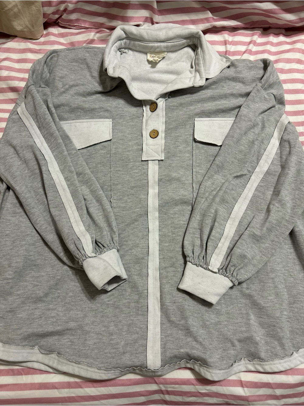 Fantastic Fawn Gray Pullover Hoodie with White Trim